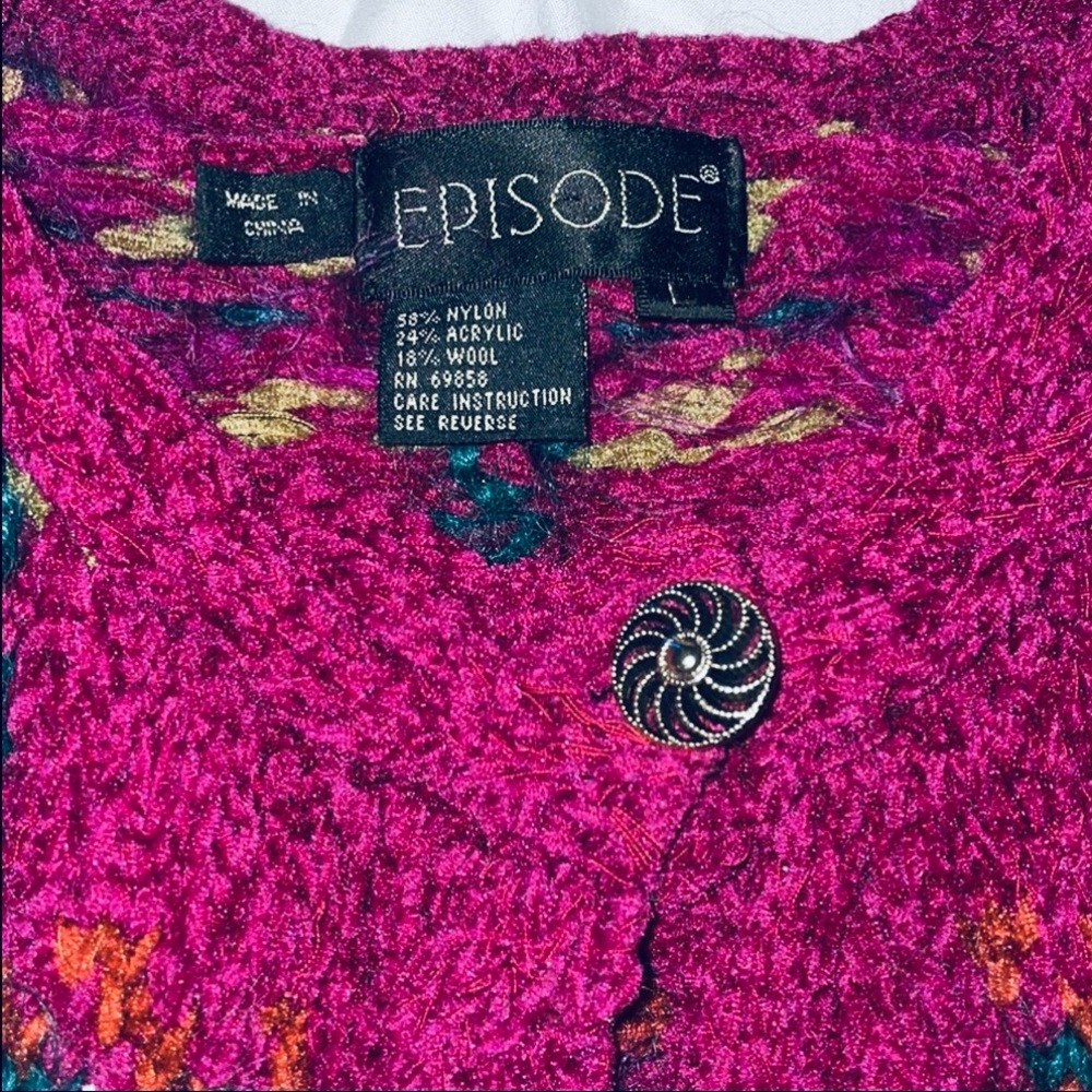 Episode vintage chunky wool blend cardigan size L - Picture 3 of 6
